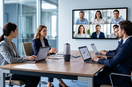 Coolpo PANA 360° camera in a modern hybrid meeting room with remote participants
